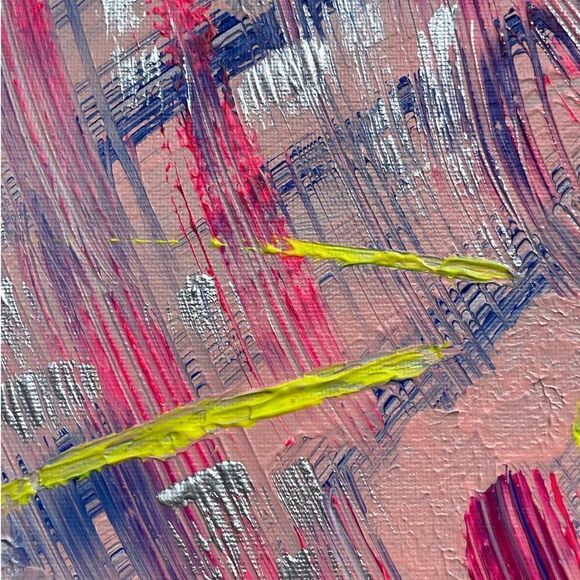 Cotton Candy Day at The Circus Custom Acrylic painting Pink Blue Yellow - Picture 2 of 6